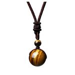 JOVIVI Healing Crystals Necklace Natural Yellow Tiger Eye Lucky Blessing Protection Chakra Beads Stone Pendant for Women Men Adjustable