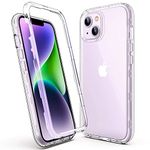 ULAK Compatible with iPhone 14 Case Clear, Heavy Duty Hybrid 3 in 1 Rugged Shockproof Women Girls Men Transparent Protective Cover Compatible with iPhone 14 6.1 inch 2022, HD Clear