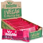 BodyMe Organic Vegan Protein Bar | Raw Beetroot Berry | 12 x 60g Vegan Protein Snack Bars Gluten Free | 16g Complete Protein | 3 Plant Proteins All Essential Amino Acids | High Protein Vegan Snacks