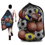 KkvoGmle 15 Ball Storage Net Bag Extra Large Mesh Ball Bag with Shoulder Strap Drawstring Mesh Ball Bag for Basketball Soccer Volleyball Rugby