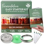 Fermentation Kit for Making Sauerkraut Kimchi and More with 4 Glass Pickle Weights 4 Airlock Lids and Easy Fermenting Recipes for Pickling Vegetables in Jars