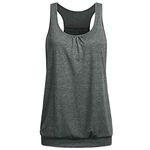 Lazzboy Cami Vest Womens Sport Gym Fitness Sleeveless Straps Camisole Tank Size 8-16 Ladies Loose Blouse(XL(14),Dark Grey-Solid)