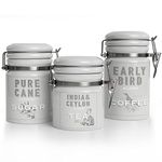 Barnyard Designs Kitchen Canister Set, Airtight Ceramic Canisters with Lid, Decorative Coffee, Sugar, Tea, Storage Containers for Kitchen Counter, Rustic Farmhouse Decor, Grey, Set of 3