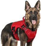 rabbitgoo Tactical Dog Harness for Extra Large Dogs Breed, No Pull Adjustable Military Pet Service Vest with Molle Loop Panels and Easy Control Handle for Training Hunting Walking Hiking, Red, XL