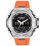 Carlington Resin Analog-Digital Sports Watch Chronograph,Dual Time,Alarm,Stopwatch,Water-Resistant,Shock-Resistant,Back Light Display- The Perfect Watch For Men&Boys-Ct9107 Orange Strap Black Dial