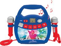 Lexibook, Spider-Man, Portable karaoke digital player for kids, Microphones, Light effects, Bluetooth®, Record and voice changer functions, Blue, MP320SPZ