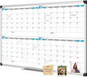 XBoard Magnetic Calendar Whiteboard 36" x 24", 4 Months Calendar Dry Erase Board, Silver Aluminium Framed White Board Planner for Home School Office Organization