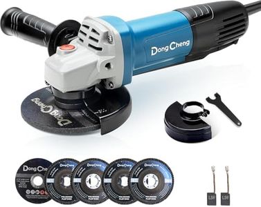 DongCheng Angle Grinder 4-1/2 inch 6.7-Amp Paddle Switch 11800RPM Power Electric Grinder Tools with Cutting & Grinding Wheels, Flap Discs, Auxiliary Handle for Metal & Rust Removal, Beginner-Friendly