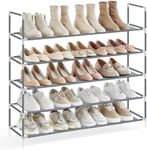 SONGMICS 5-Tier Shoe Rack, Shoe Storage for Hallway Closet, Slim and Space-Saving, Metal Frame, Non-Woven Fabric Shelves, Dove Gray ULSH055G01V1