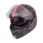 LS2 Helmets - FF320 Stream Evo - Zuko - Gloss Black Hi-Viz Orange - Dual Visor Full Face Helmet (XX-Large 600MM)