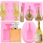 ZiXiang Wine Bottles Wine Glass Silicone Mold Champagne Bottle Fondant Molds For Cake Cupcake Topper Decorating Chocolate Candy Polymer Clay Crafting Set Of 4