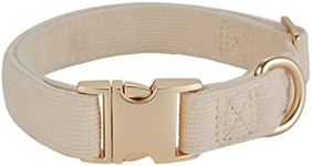 YUDOTE Ultra-Soft Dog Collar Natural Cotton Corduroy Made for Medium Dogs with Sensitive Skin,Creamy White