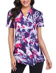 Viracy Golf Shirts for Women, Collared Polo Shirt Short Sleeve V Neck Workout Tops Quick Dry Lightweight Sun Protection Tennis Apparel,Tie Dye-XL