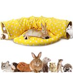 BWOGUE Bunny Tunnel Bed, 2-in-1 Collapsible Tunnel Tubes Toys with Removable Mat Hideout for Cats Kittens Rabbits Guinea Pigs Kitty