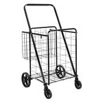 Amazon Basics Foldable Shopping Utility Cart with 360-Degree Wheels, X-Large, Black