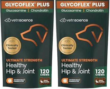 VetriScience Ultimate Strength Healthy Hip & Joint Chews, GlycoFlex Glucosamine, Chondroitin & GreenLipped Mussel Support Supplement for Dogs, Soothe Joint Discomfort, Duck,120 Ct (Pack of 2)