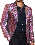 COOFANDY Mens Fashion Blazer Sport Coat Regular Fit Metallic 70s Disco Party Jacket