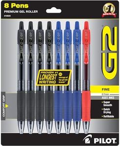 Pilot, G2 Premium Gel Roller Pens, Fine Point 0.7 mm, Blue, Black, Red, Pack of 8