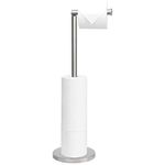 LEOTRA Toilet Roll Holder - SS410 Stainless Steel Toilet Roll Holder Free Standing Holds 5 Paper Rolls, Modern Brushed Finish Elegant Bathroom Accessory Rust Proof Floor Stand Storage for Bathroom