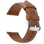 Fullmosa Watch Strap, Genuine Leather Watch Straps with Stainless Metal Clasp, Quick Release Replacement Bands, 14mm 16mm 18mm 19mm 20mm 22mm 24mm, Brown