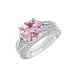 Clara Pure 925 Sterling Silver Tove Pink Solitaire Wedding Finger Ring | Swiss Zircon Platinum Plated | Size Adjustable | Gift for Women Girls Wife Girlfriend