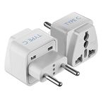 European Plug Adapter, Ceptics India to Russia, Europe, Turkey & More - Type C - Perfect for Laptop, Camera Charger and More - CE Certified - RoHS Compliant -2 Pack -White - 5 Years Warranty