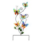 Metal Butterfly Stake for Garden Ornaments Outdoor, Large Colorful Butterfly Sculpture, Decorative Animal Flower Stakes for Patio Lawn Yard Decoration, 83 x 26 CM