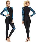 Full Body Scuba Rash Guard Dive Skin UV Swimwear Sport Skins for Men Women, Long Sleeve One Piece Front Zipper Diving Wetsuit for Surfing Swimming Snorkeling Canoeing (Women’s Blue, M)