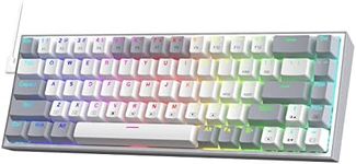 Redragon K631 Gery 65% Wired RGB Gaming Keyboard, 68 Keys Hot-Swappable Compact Mechanical Keyboard w/100% Hot-Swap Socket, Free-Mod Plate Mounted PCB & Dedicated Arrow Keys, Quiet Red Linear Switch