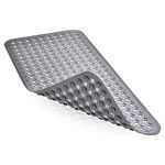 OTraki Bathtub Mat Non Slip Anti Mould Long Bath Mat with 260 Strong Suction Cups and Drain Holes Rectangular Large TPE Bathroom Shower Mat Machine Washable for Elderly Kids, 88 x 40 cm Grey