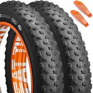 JUCEO 26x4.0 Fat Bike Tires Replacement 2 Pack with 2 Tire Levers, 26 Inch Mountain Bike Tires High-Grip All-Terrain Wear-Resistant Folding 26x4 Fat Tire for MTB, Ebikes, Street Sand or Trail Riding