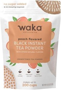 Waka Instant Black Tea Mix, Peach Flavored - 100% Tea Leaves, No Additives, Unsweetened Tea Powder for 50 Quarts or 200 Cups – Easy and Quick Hot or Iced Teas (4.5oz)