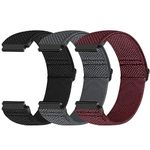 Runostrich Quick Release Nylon Watch Band - Choice of Width - 18mm, 20mm, 22mm Elastic Watch Straps Adjustable Stretchy Solo Loop Sport Nylon Replacement Wristband for Women Men, 3pcs