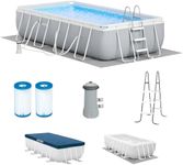 Intex 26791EH Prism Frame Premium Rectangular Above Ground Swimming Pool Set: 16ft x 8ft x 42in – Complete Set Includes 1000 GPH Cartridge Filter Pump