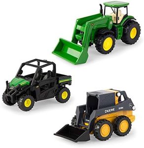 John Deere ERTL Iron Die-Cast Replicas - Includes John Deere Tractor, Gator, and Skid Steer Farm Toys with Collectible Display Box - John Deere Tractor Toys - 3 Inch, Green, 3 Count