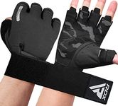 RDX Weight Lifting Gloves, Additional Stretchable Long Wrist Support, Full Palm Grip, Men Women Fitness HIIT Workout, Bodybuilding Powerlifting Strength Training Cycling Exercise Home Gym Equipment