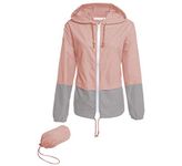 Hount Women's Lightweight Hooded Raincoat Waterproof Packable Active Outdoor Rain Jacket (S-3XL), Light Pink, Medium