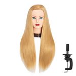 VIEWS 26"-28" Long Hair Mannequin Head Synthetic Fiber Hair Hairdresser Practice Styling Training Head Cosmetology Manikin Doll Head with Clamp