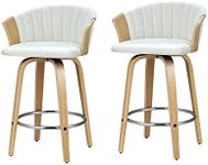 Artiss Bar Stools Stool Set of 2 Kitchen Swivel Counter Barstools Dining Chair White Leather Backrest in 66cm Seat Height Floor for Home Bar Dining Room Cafe Outdoor Indoor