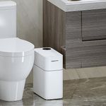 MOPALL Small Bathroom Trash Can,3.5 Gallon Small Garbage Can with Lid,with Automatic Suction Function,11 Liter Narrow Dog Proof Small Trash Can for Bathroom,Office,Bedroom