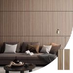 Slatpanel | Two Natural Oak Wood 3D Wall Panels | 47.24” x 12.6” Each | Sound Absorbing Wood Veneer Slat Paneling | Decorative Acoustic Wood Wall Panels For Interior Decor | .78" Depth Slat Panels