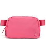 Pander Double Zipper Fanny Pack Nylon Everywhere Belt Bag, Fashion Waist Packs for Women with Adjustable Strap, 1L. (Hot Pink)