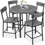 Best Choice Products 5-Piece Modern Round Counter Height Dining Set for Home Kitchen, Dining Room w/ 4 Chairs, 1.5in Thick Table - Gray