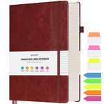 OFFIGIFT Lined Journal Notebook, Large A5 Hardcover Leather Journal, 312 Numbered Pages Work Notebook, 100gsm No Bleed Paper, College Ruled Notebook for Women Men School Office, Burgundy