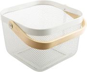 JRM Metal Mesh Storage Basket With Handle For Fruit, vegetable, Kitchen, Bathroom, Storage, Garden, Dining Table etc. (White)