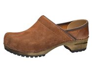 Sanita | Nanna Closed Clog | Original Handcrafted | Leather Clog with Wooden Sustainable Sole for Women | Brown | UK 6