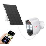 HubFlashy 1080p Wireless Solar Security Camera with 4 Spotlights for Indoor Outdoor Use, AI Human Detection, Live View, 2-Way Talk, Night Vision, 2.4G WiFi Only, Cloud Storage