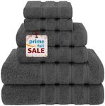 Towel Set Luxury Hotel Quality 600 GSM 100% Genuine Combed Cotton, Super Soft & Absorbent Family Bath Towels 6 Piece Set - (Dark Grey, 6 Piece Towels)