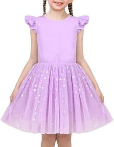 Sunny Fashion Girls Dress Purple Sequin Heart Princess Birthday Wedding Ruffle Tulle 7 Years