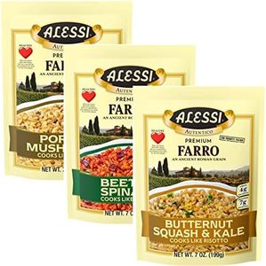 Alessi Autentico, Premium Seasoned Roman Grain Farro, Cooks Like Risotto, Heart Healthy, Easy to Prepare, 7oz (Variety Pack, Pack of 3)